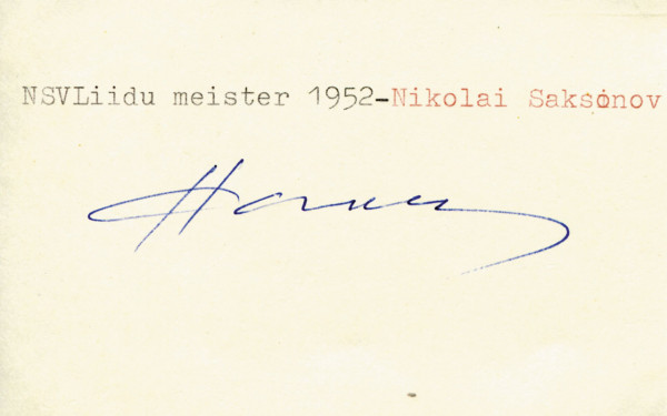 Saksonow, Nikolai: Olympic Games 1952 Autograph Weightlifting USSR