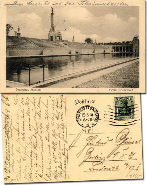 s/w-Postkarte "Deutschen Stadion. Berlin " Offizie, Postkarte 1916
