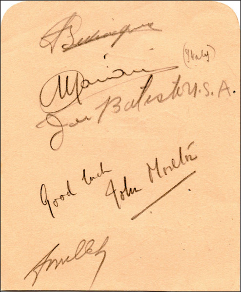 Mariani, Orazio: Original Signaturen der 4x100 m Staffel 1936