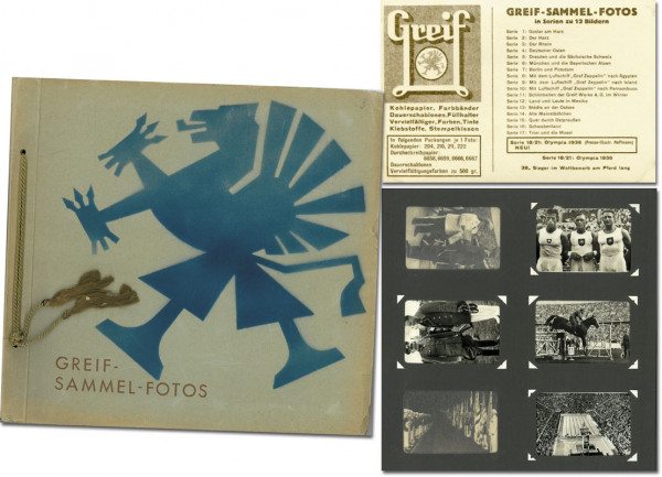 39x Greif-Sammel-Fotos (je9x6 cm). Serie 18/21, Olympia 1936 im original Album.