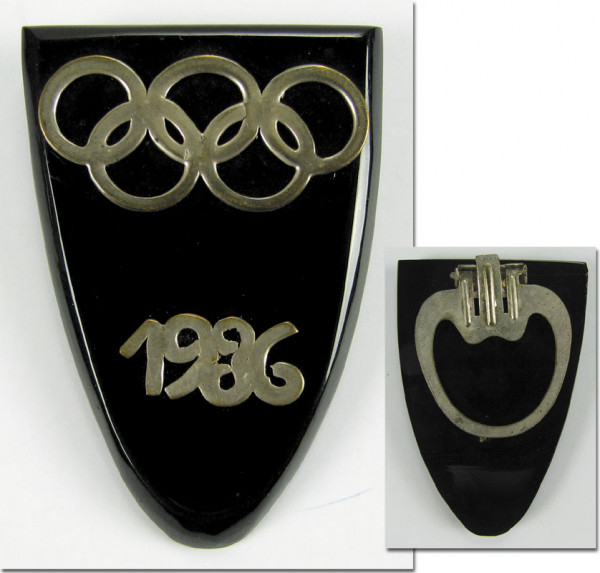 Bakelit mit goldenen Olympischen Ringen 1936, Clip OS1936