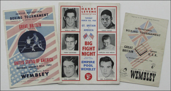 3 Boxprogramme International Boxing Tournament Great Britain v USA 1) 29th May 1946, 8 pages, 21x14