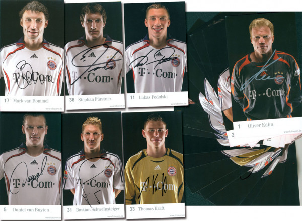 München, Bayern - AK 2007/08: 24 handsignierte offizielle Autogrammkarten "FC Ba
