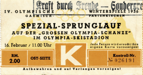 Spezial-Skisprunglauf 16.02.1936, Eintrittskarte OSW1936