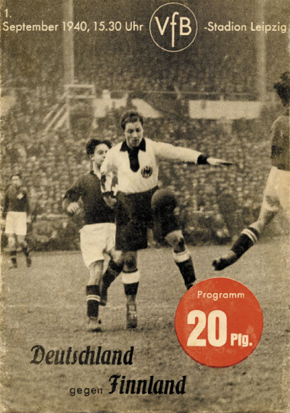 Football programm Germany v Finland 1940