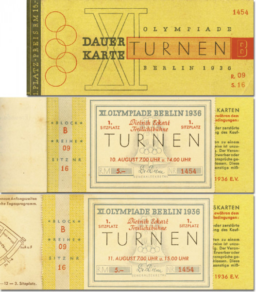 Dauerkarten Turnen OS 1936, Eintrittskarte OSS1936