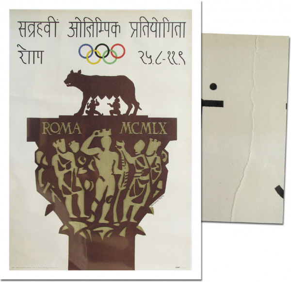 Offizielles Olympiaplakat Rom 1960 Indisch, Plakat OSS1960