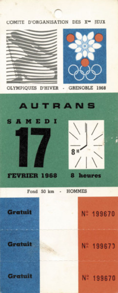 Olympic games 1968 Grenoble. Ticket