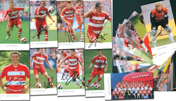 München, Bayern - AK 2007/08: 30 handsignierte offizielle Autogrammkarten "FC Ba