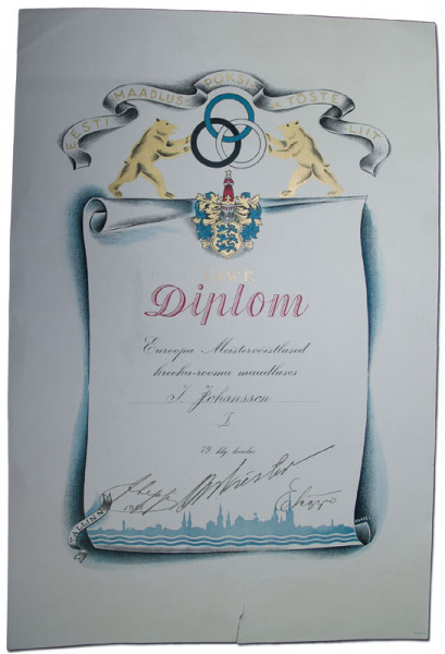 Wrestling European Championships 1938 Diploma
