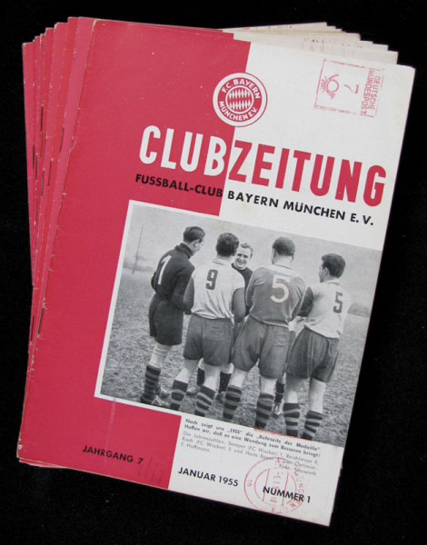 Clubzeitung des F.C. Bayern München e.V. Januar 1955 bis Dezember 1955 (Nr.1-8 in 8 Heften).