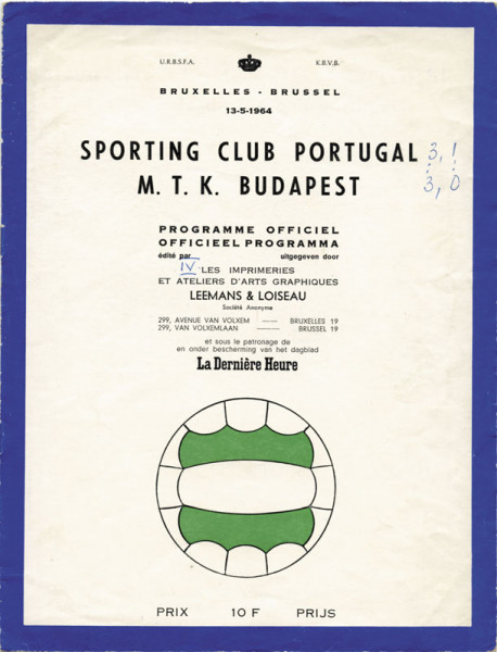 Europapokal der Pokalsieger Finale Sporting Lissabon v M.T.K. Budapest (3:3) am 13.5.1964 in Brüssel