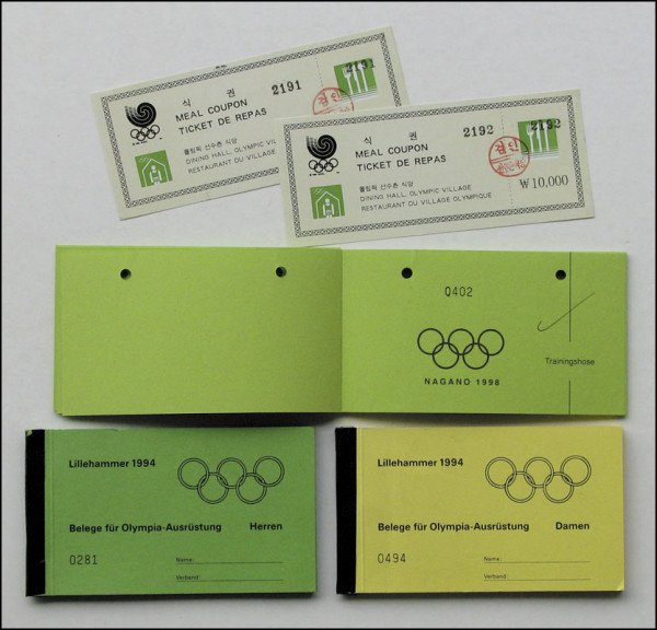 Couponbücher für "Olympia-Ausrüstung" 1994 + 1998, Bekleidungscoupons