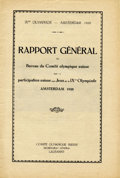 Olympic Games Amsterdam 1928 Official Swis Report