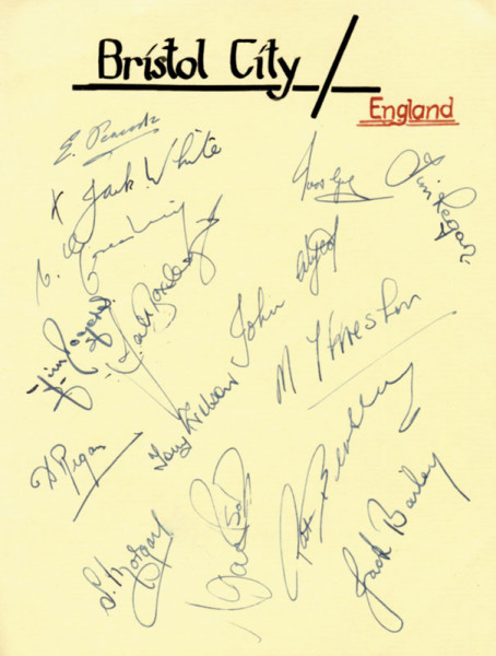 Bristol City ca. 1952: Autograph by Team of Bristol City 1950s