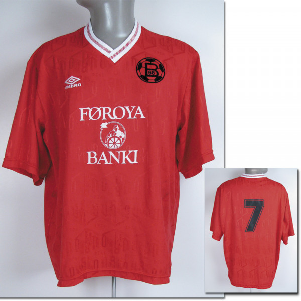 match worn football shirt B68 Toftir Faroe 1996