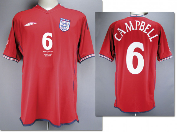 Sol Campbell, 07.06.2002 gegen Argentinien, England - Trikot 2002 WM