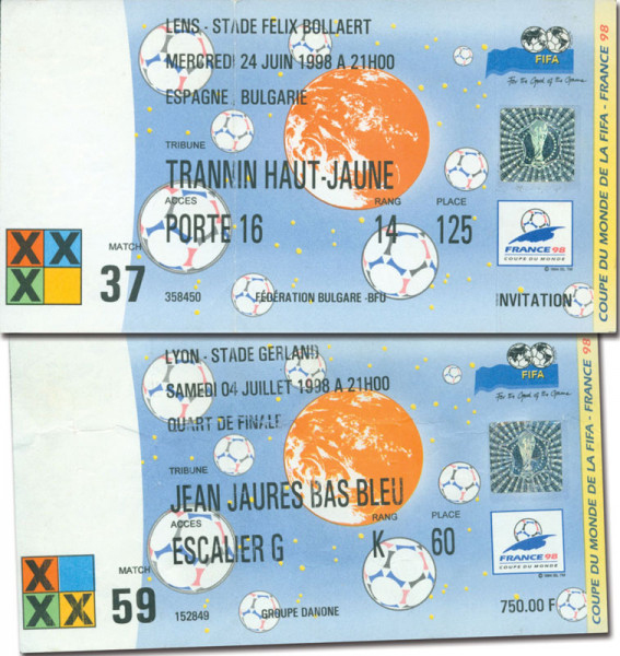 2 Eintrittskarten von der Fußball Weltmeisterschaf, Eintrittskarte WM1998