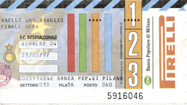 Ticket UEFA Cup Final 1997 Inter v Schalke 04