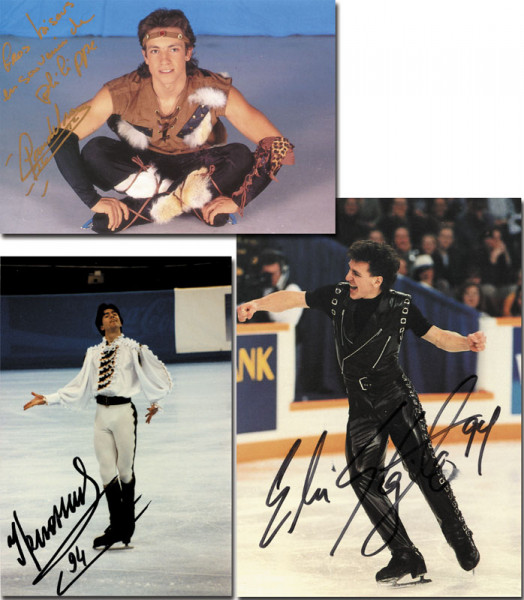 Eiskunstlaufen OSW 1994: 3 Medaillengewinner Herren mit Originalsignaturen