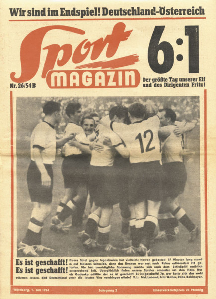 Sport Magazin 1954B:Nr.26 vom 1.7.1954: WM: D-Österr. (6:1) 3S.