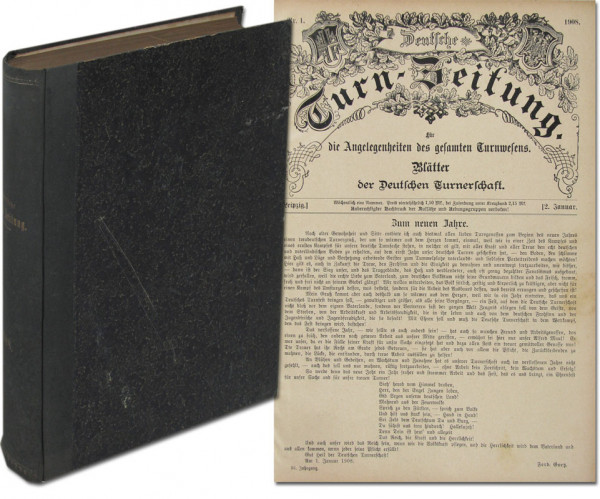Jahrgang 1908: Nr. 1-52 komplett, gebunden. Blätter für die Angelegenheiten des gesamten Turnwesens.