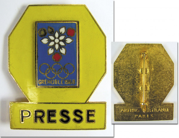 Olympic Games Grenoble 1968. Press Bagde