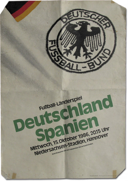 German Poster Football match Germany v Spain 1986
