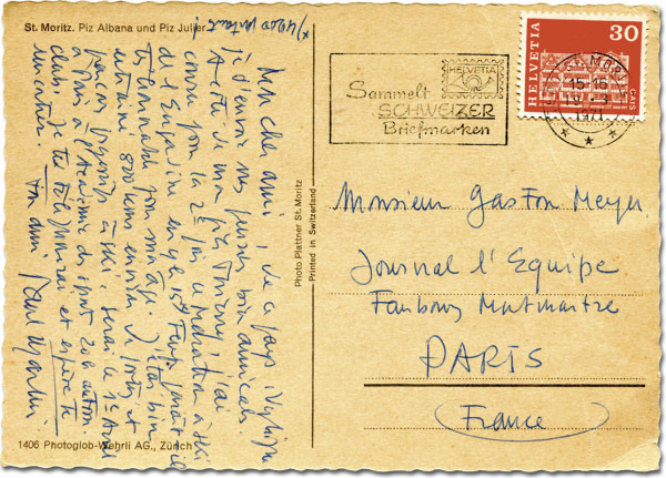 Martin, Paul: Handschriftliche Postkarte mit Originalautogramm