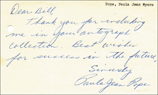 Myers-Pope, Paula Jean: Autograph Olympic Games 1956 Diving USA