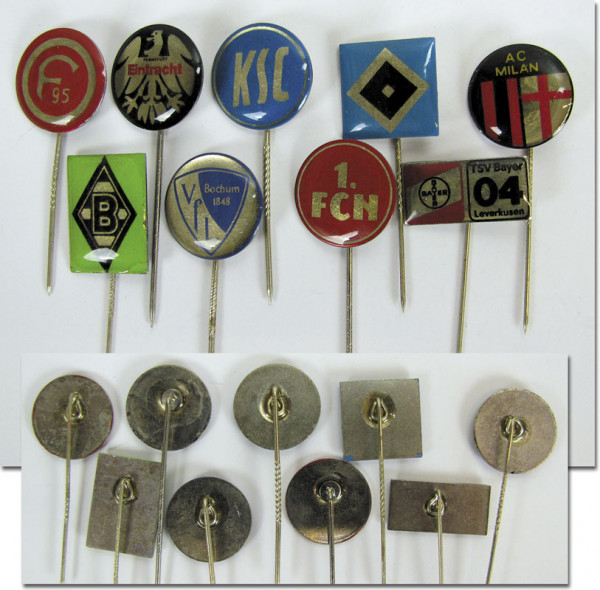 Deutsche und Internationale Vereine ca. 1980er, 9 Vereinspins 1980er
