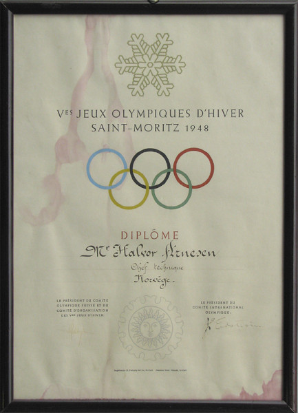 Olympic Winter Games 1948 Participants Diploma