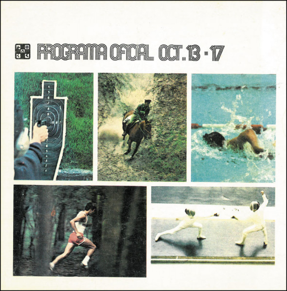 „Programa oficial Oct. 13 - 17“ Gesamtprogramm Modern Pentathlon. Olympische Spiele 1968 Mexico.