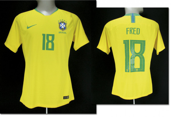 match worn football shirt Brazil 2018