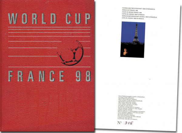 World Cup France 98 Luxusedition in rotem Ganzleder. Nummeriertes Exemplar (Nr. 810).