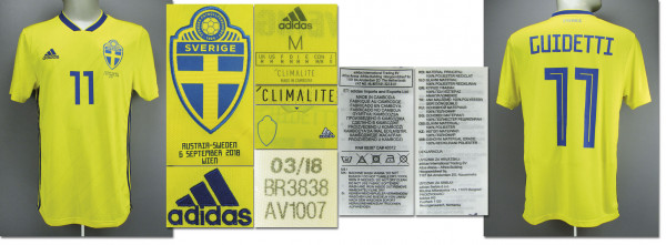 match worn football shirt Sweden 2018
