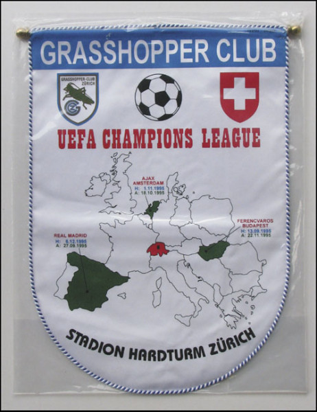 Spielwimpel "GC Zürich. Champions League 1995", Zürich,Grashopper -Wimpel