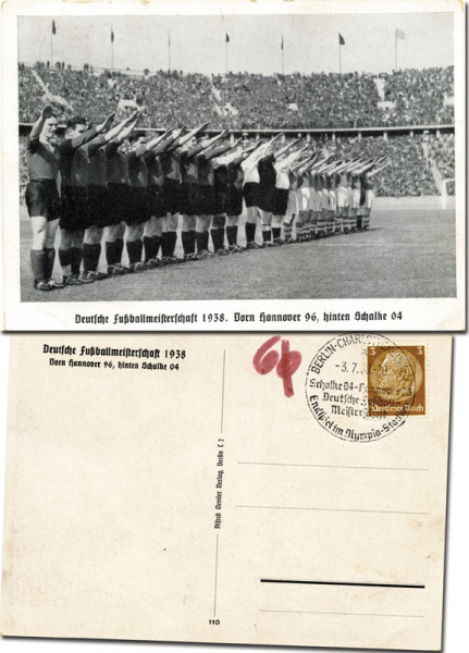 German Football Postcard 1938. Schalke v Hannover