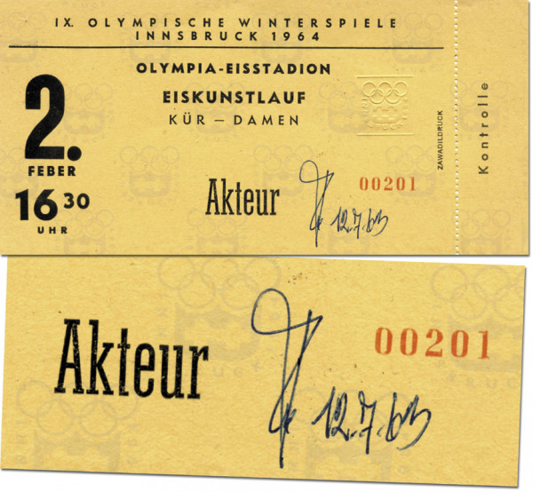 Olympic Winter Games 1964 innsbruck. Ticket Ice