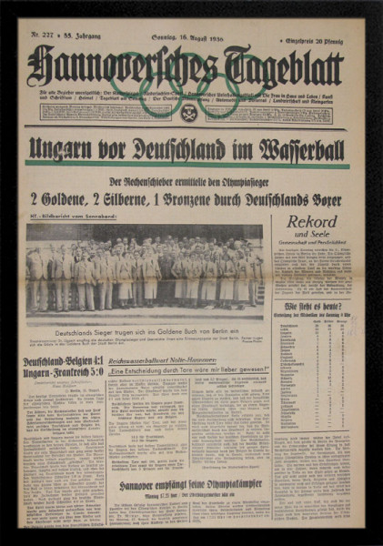 Newspaper: "Hannoversches Tageblatt" from 9.8.1936