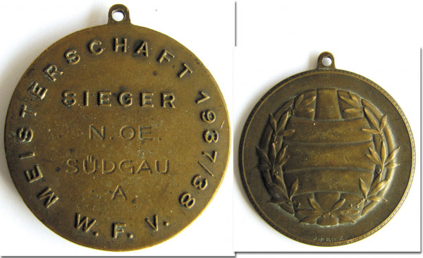 Siegermedaille der W.F.V. Meisterschaft 1937/38, Österreich-Siegermedaille