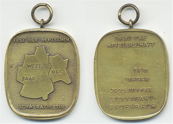 Siegermedaille 1953 Gewichtheben, Gewichtheben -