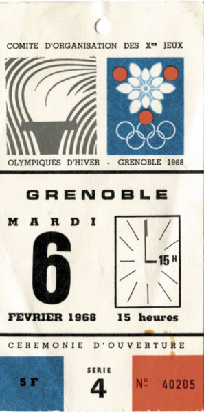 Olympic games 1968 Grenoble Ticket Opening Cermon