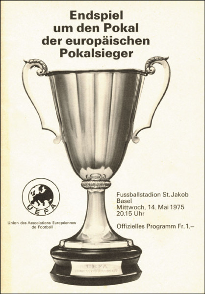 Finale Europapokal der Pokalsieger Dynamo Kiew - Ferencvaros Budapest, 14.5.1975 in Basel. Offiziell
