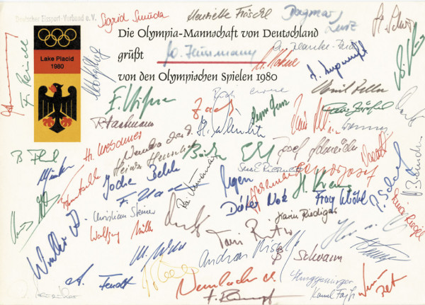 Olympia-Mannschaft 1980: Olympic Games 1980. Autographed Card Germany