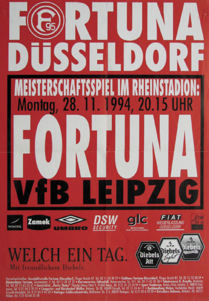 Meisterschaftsspiel Düsseldorf - Leipzig 1994, Düsseldorf - Plakat 1994