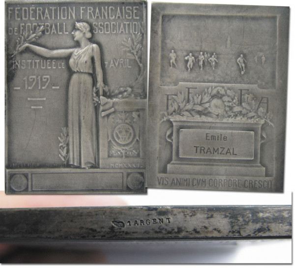 France - Allemagne 17-3-1935, Paris, Frankreich-Ehrenplakette