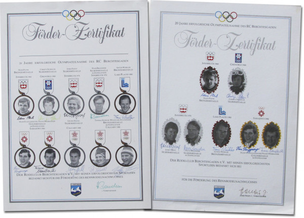 Rennrodeln BRD: 17 Signature German Medal Winner´s Luge