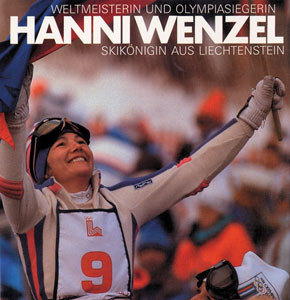 Weltmeisterin und Olympiasiegerin Hanni Wenzel, Skikönigin aus Liechtenstein.