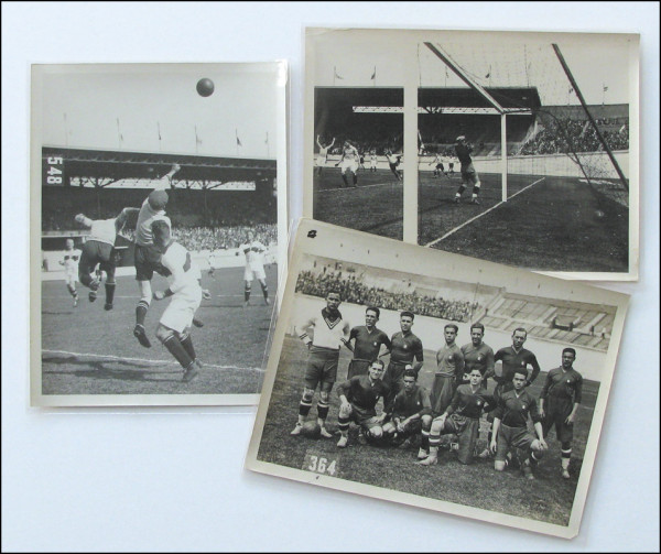 3 S/W-Pressefotos vom Olympischen Fußballturnier 1, Pressfoto OS 1928 Fußball